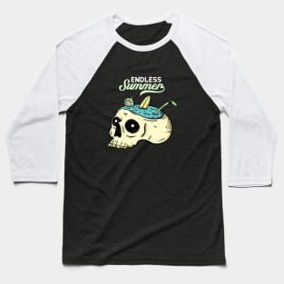 Endless Summer Head of Skull Ocean Illustration Baseball T-Shirt